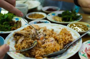 Dinner at a roadside Indian joint, Mandalay, Myanmar